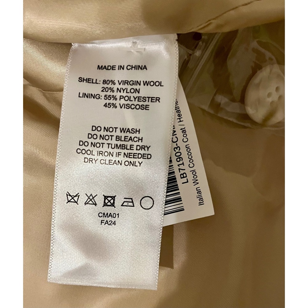 Quince Italian Wool Cocoon Coat S Heather Macadamia NWT - Picture 7 of 9
